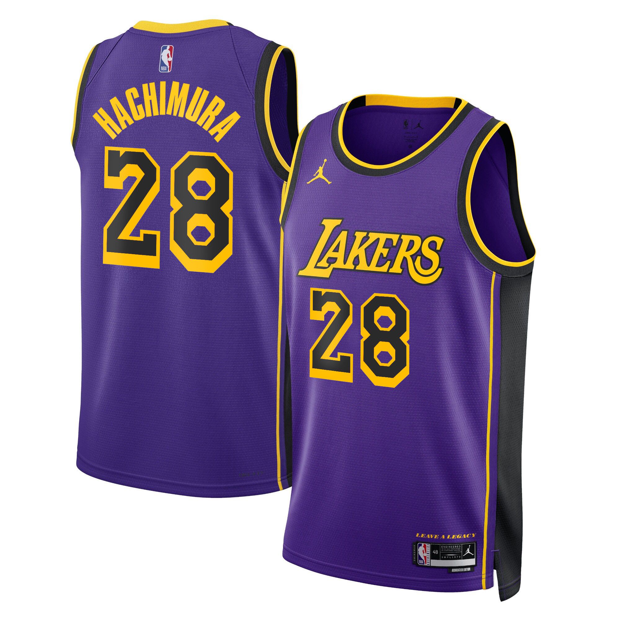 Men Los Angeles Lakers #28 Hachimura Purple 2025 Jordan Edition Swingman NBA Jersey->->NBA Jersey